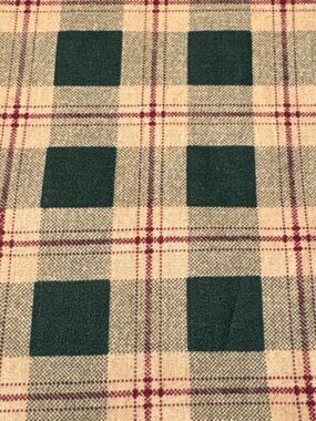 Plaid Cotton Fabric 11x30" Beige Green Check Pattern